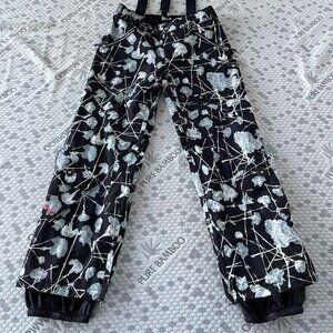 Burton Snowboard Pants/Bibs Women's Size Small Black and White Carnation Print